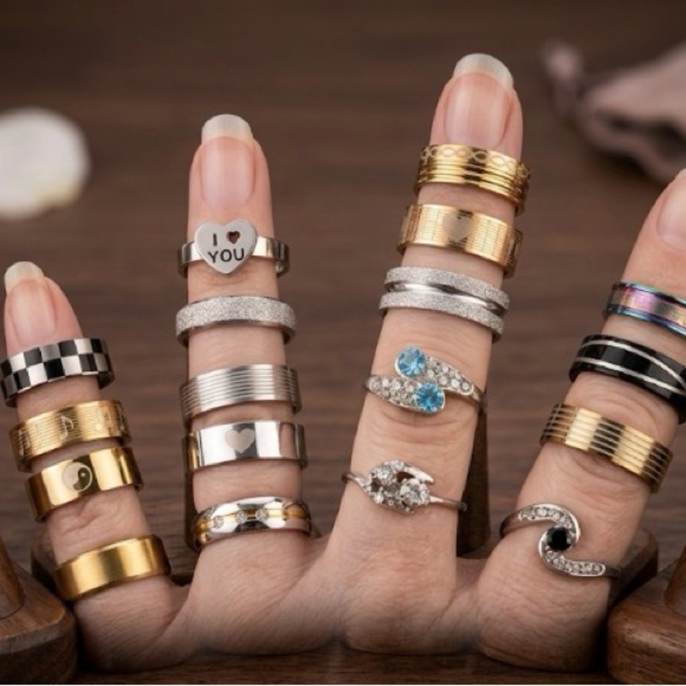 18 stainless steel rings.